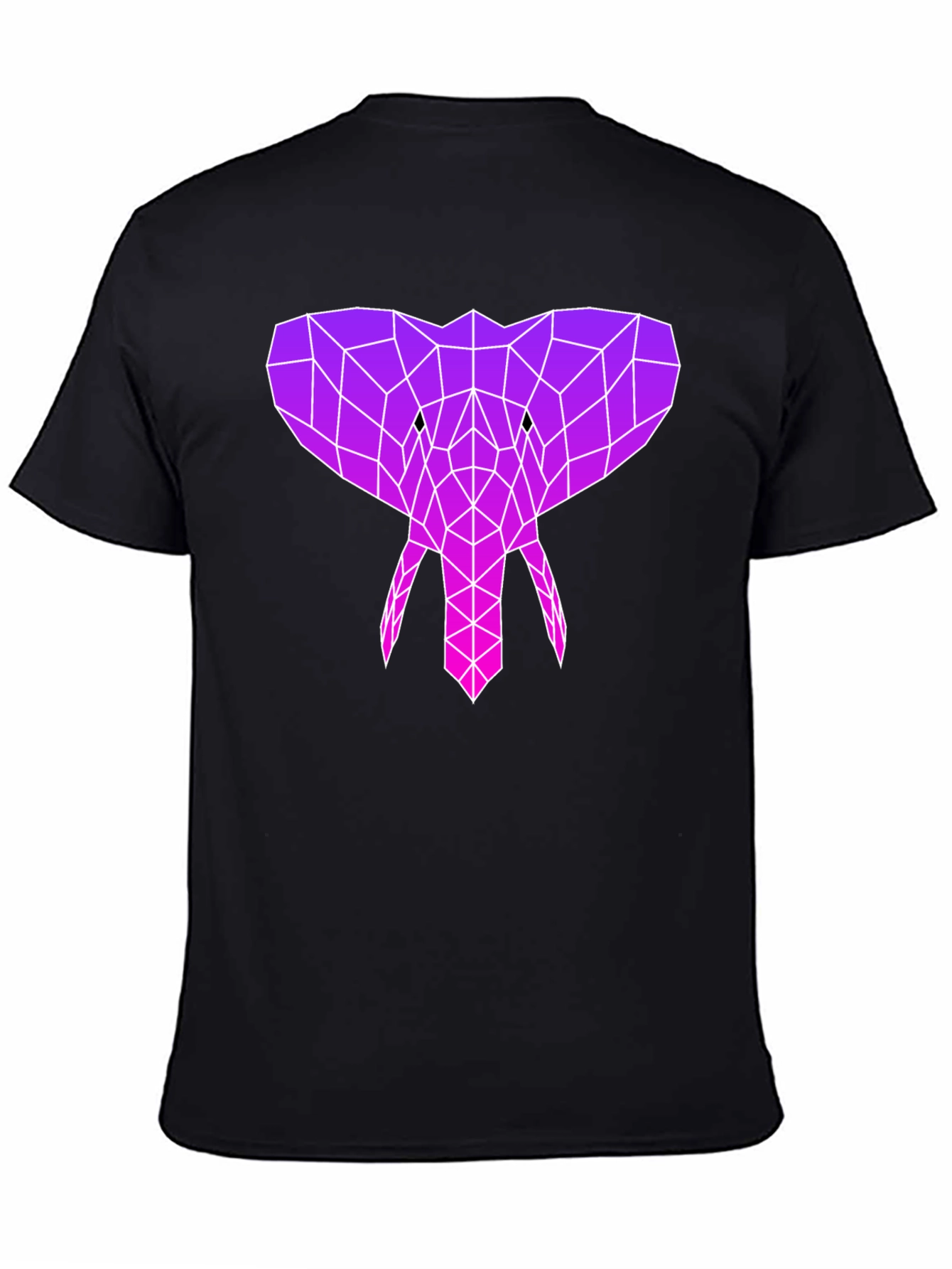 Geometric Elephant Head Graphic Tee - Black