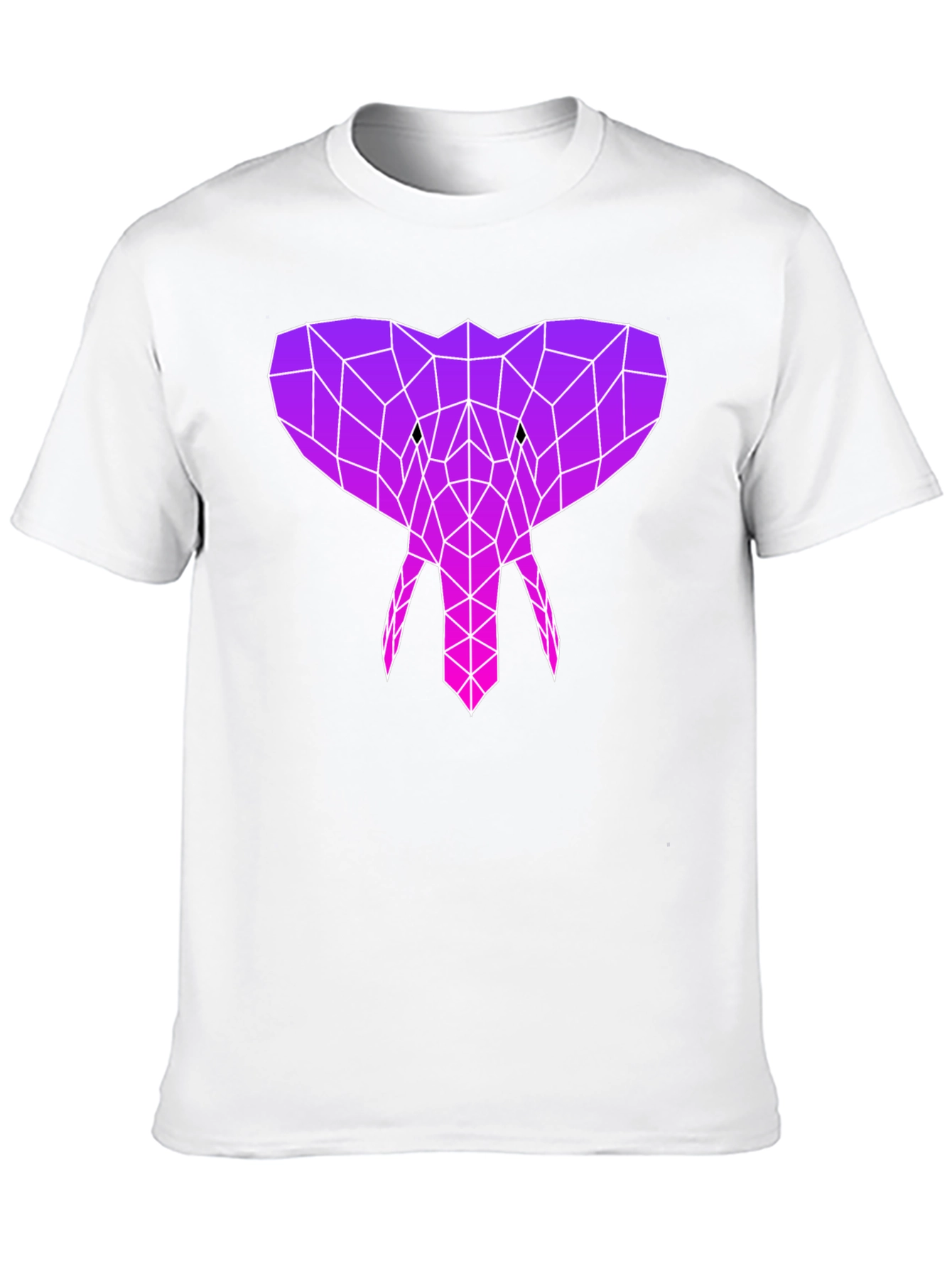 Geometric Elephant Head Graphic Tee - Black