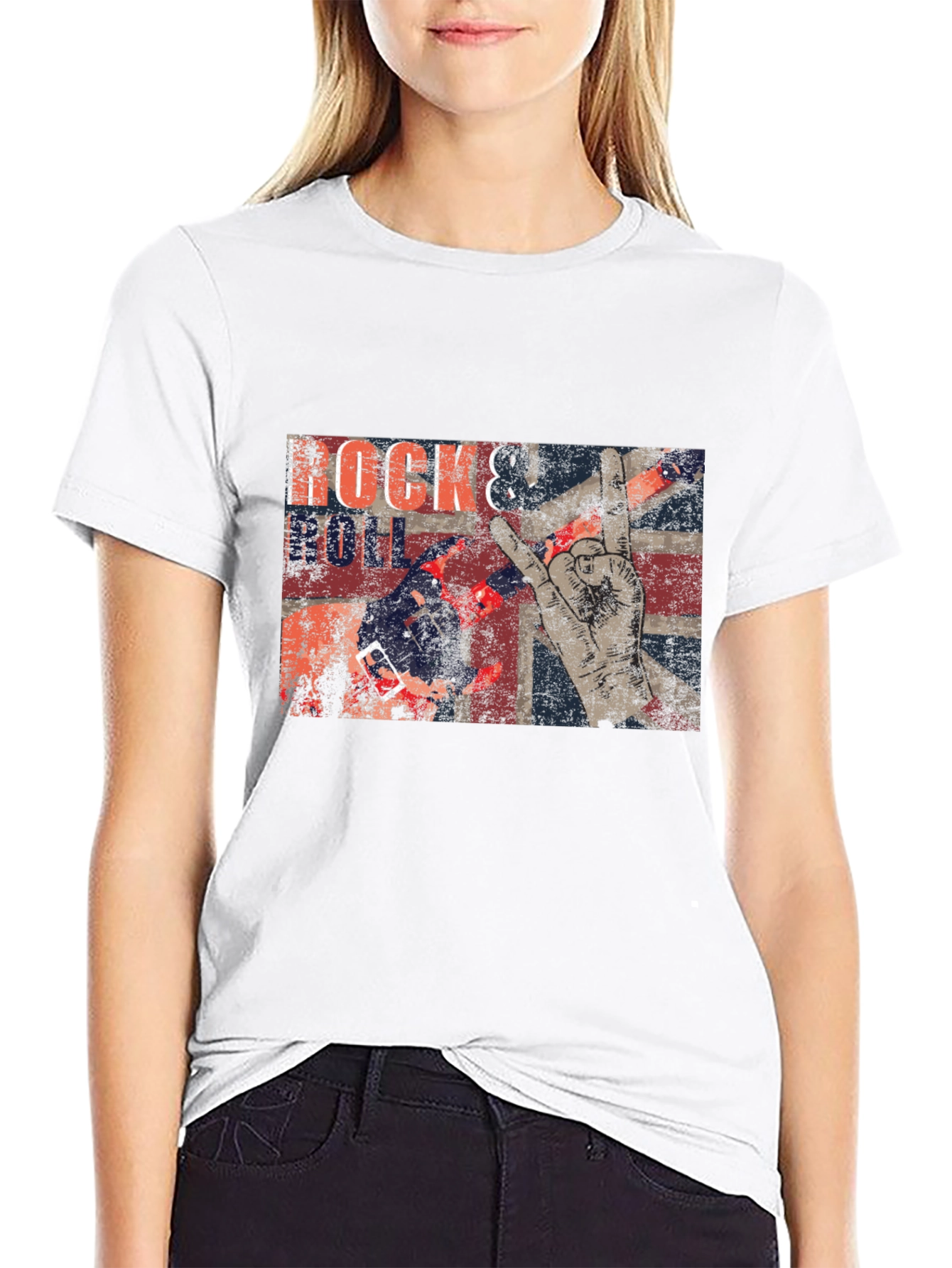 Rock & Roll Graphic Print T-Shirt