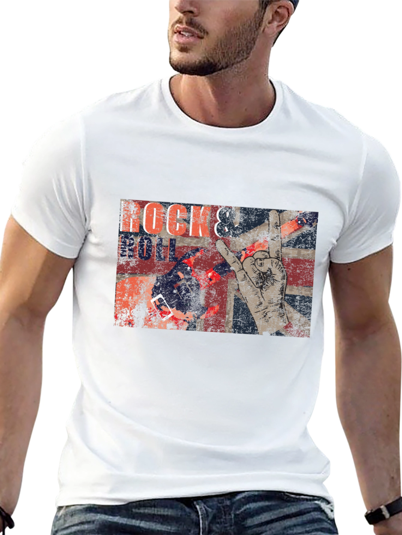 Rock & Roll Graphic Print T-Shirt