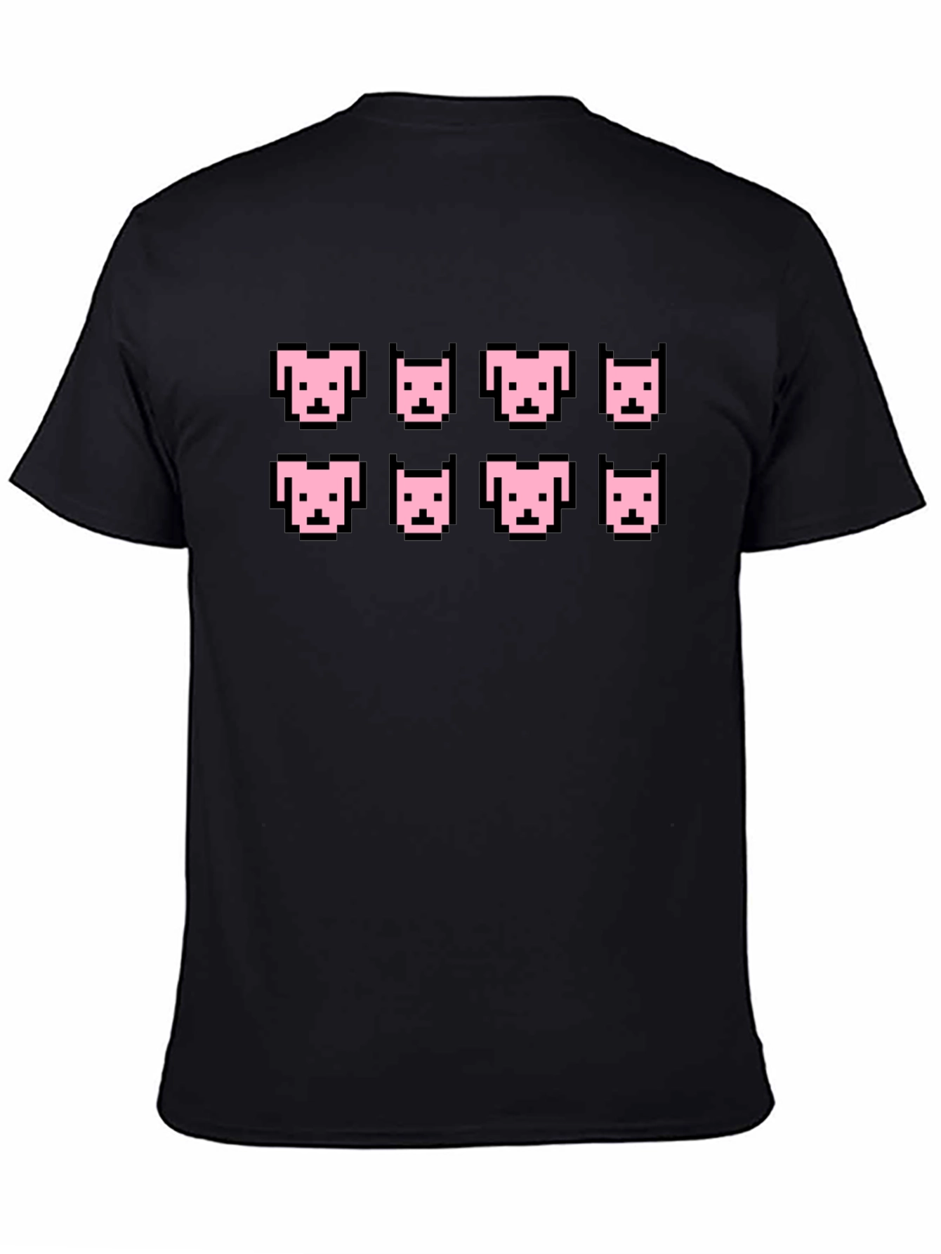 Pixelated Pink Puppy Graphic Black T-Shirt