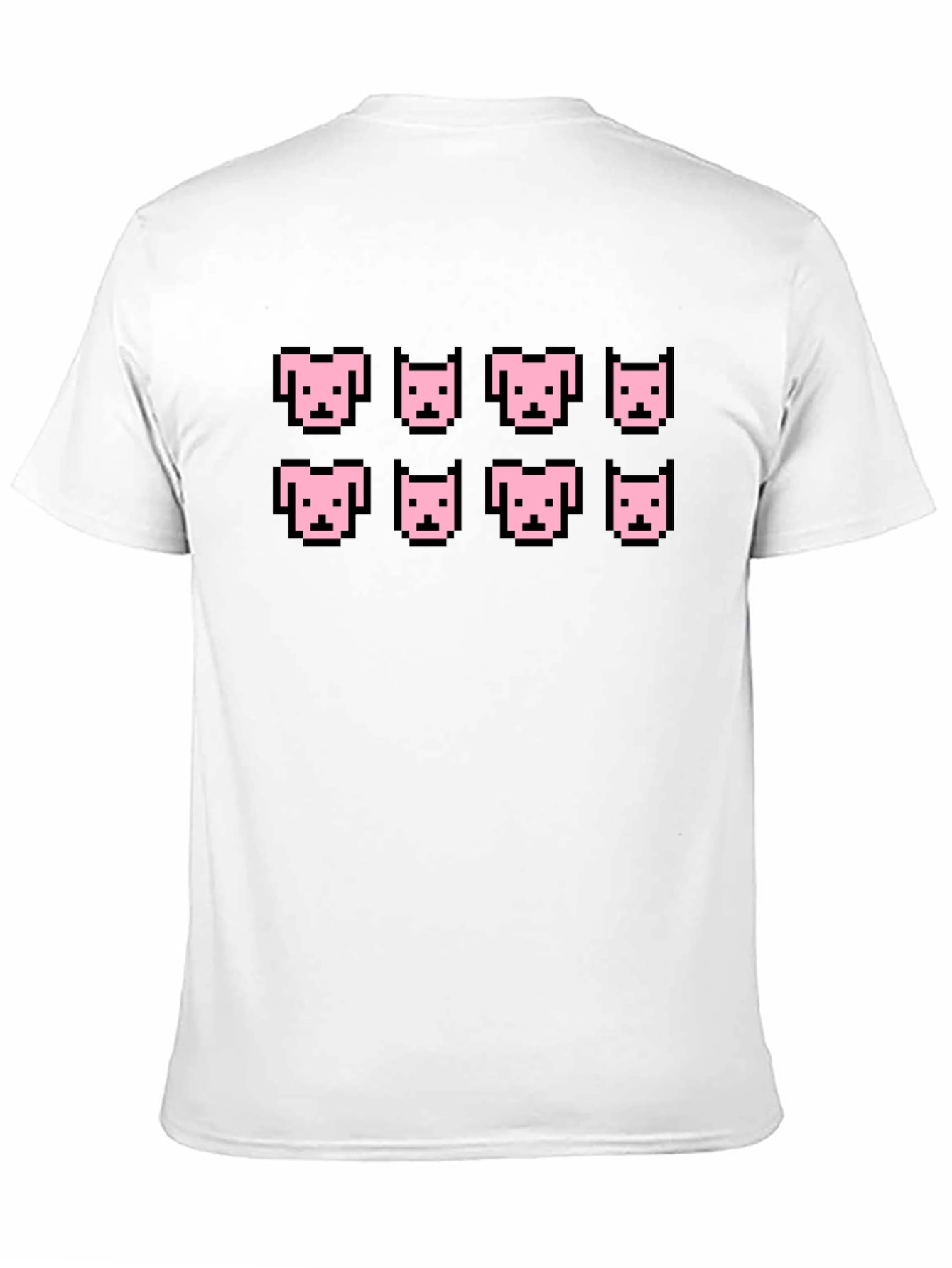 Pixelated Pink Puppy Graphic Black T-Shirt
