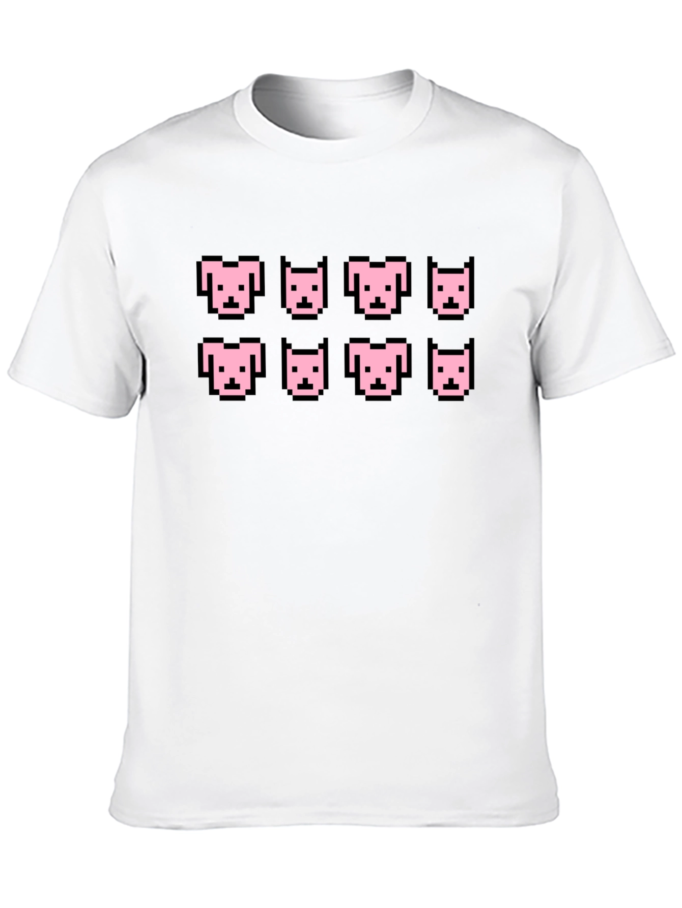 Pixelated Pink Puppy Graphic Black T-Shirt