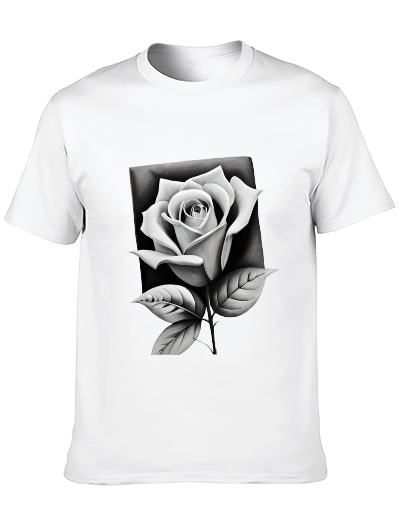 Monochrome Rose Graphic Tee - Stylish Black T-Shirt