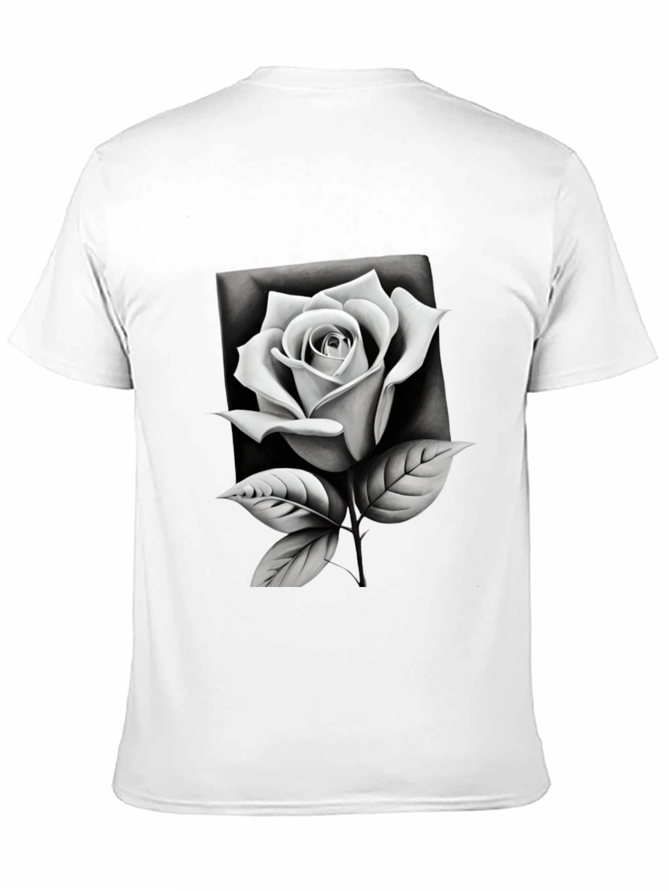 Monochrome Rose Graphic Tee - Stylish Black T-Shirt