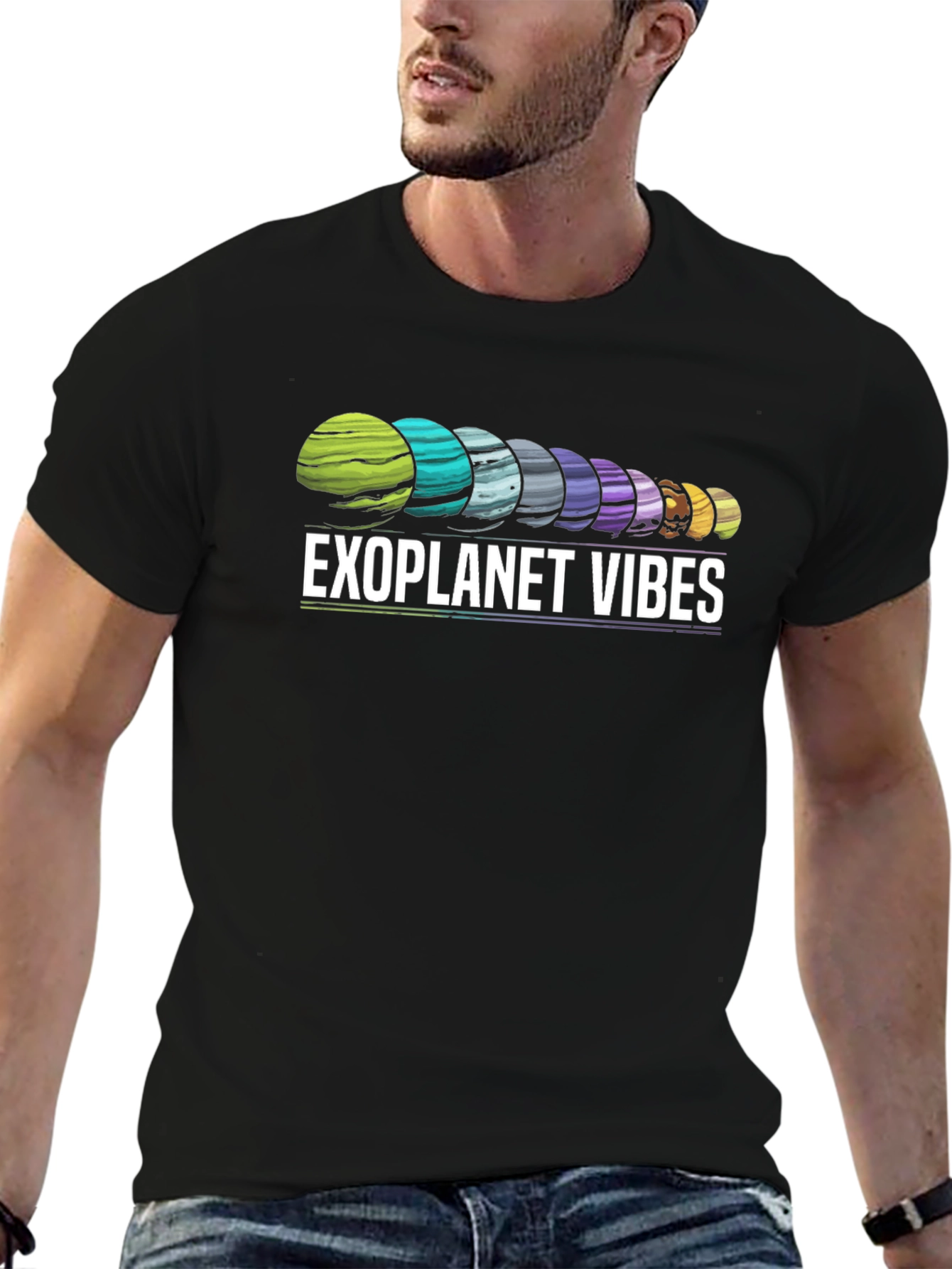 Exoplanet Vibes Graphic T-Shirt - Black