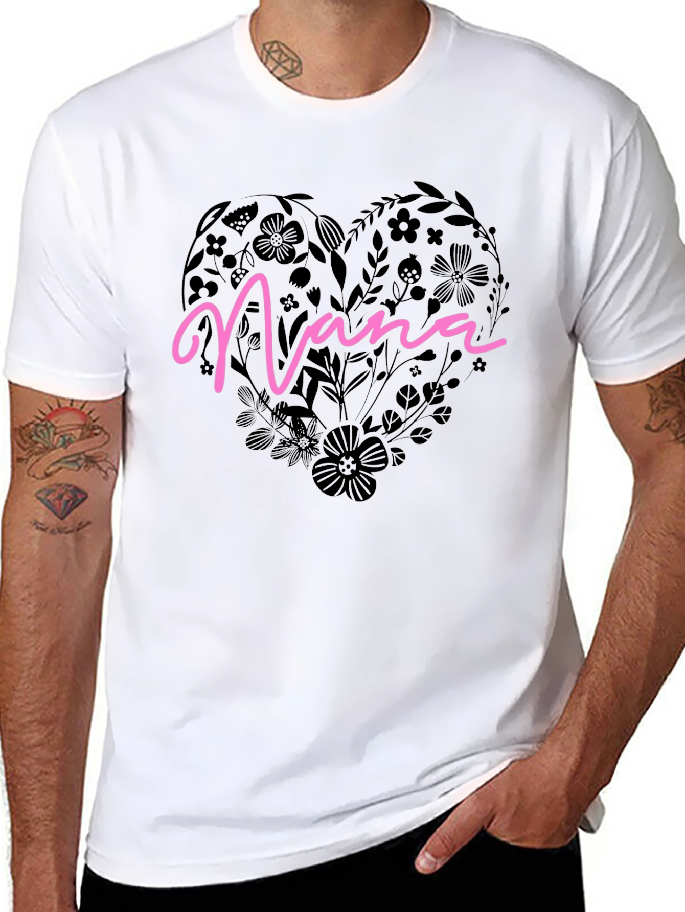 Nana Floral Heart Graphic T-Shirt