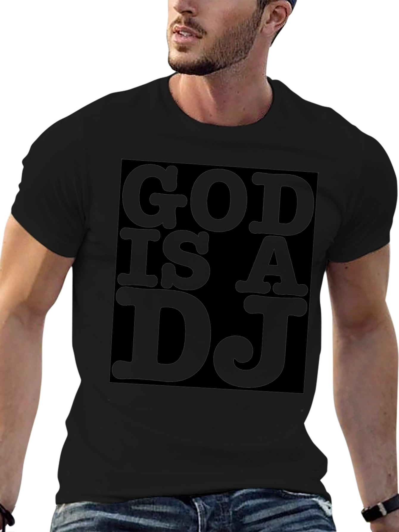 God is a DJ Graphic Print Black T-Shirt