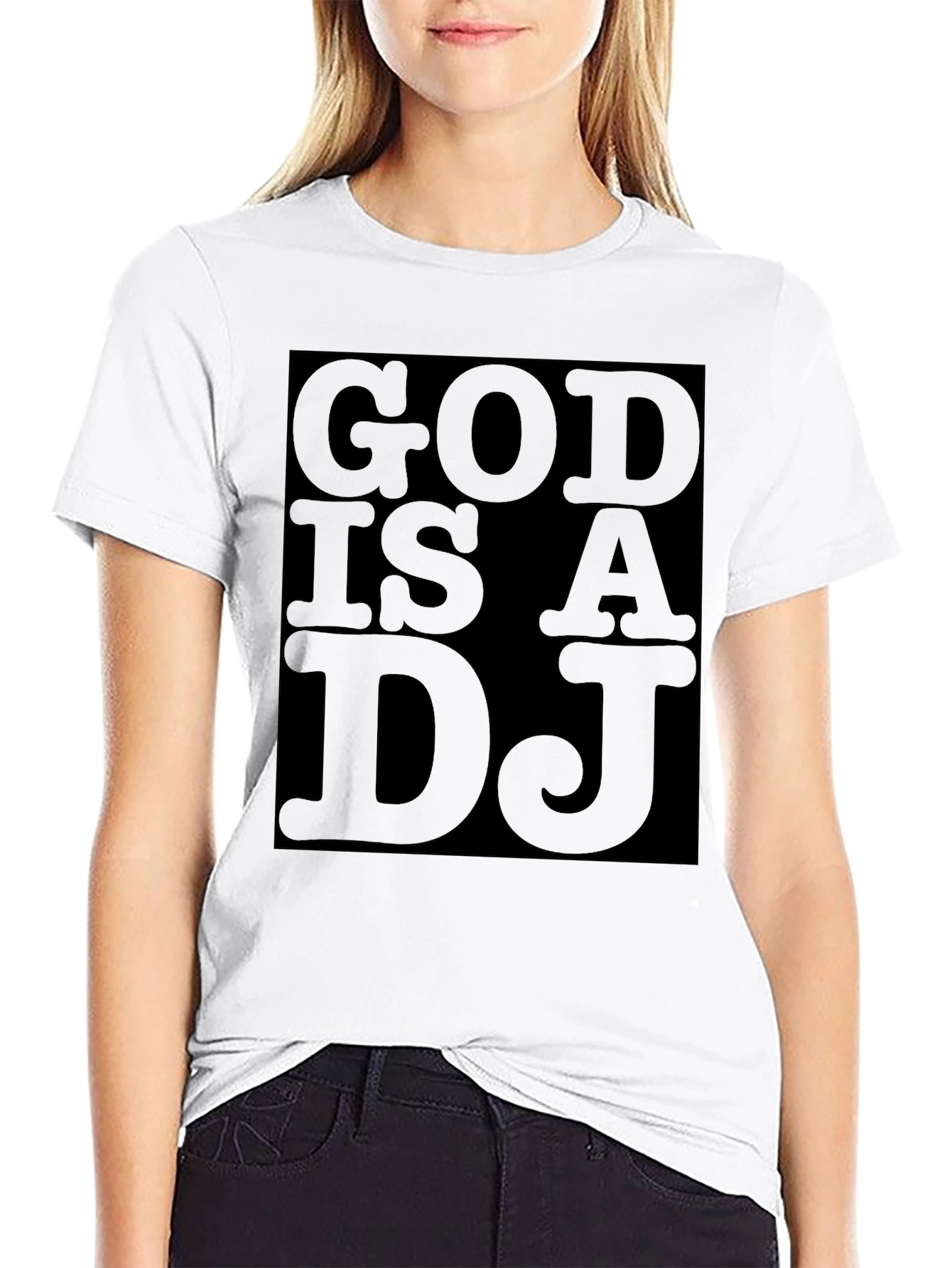 God is a DJ Graphic Print Black T-Shirt