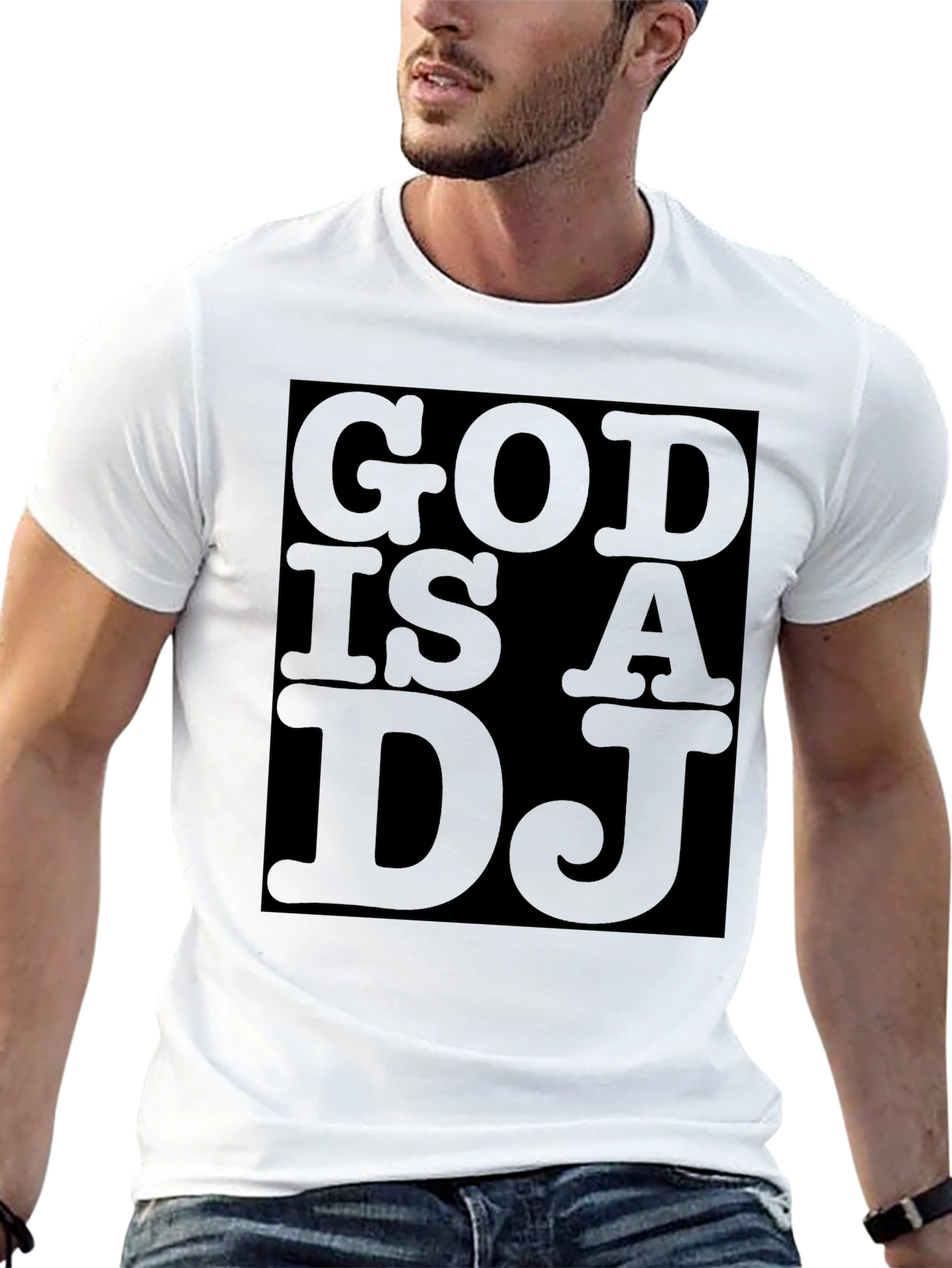 God is a DJ Graphic Print Black T-Shirt