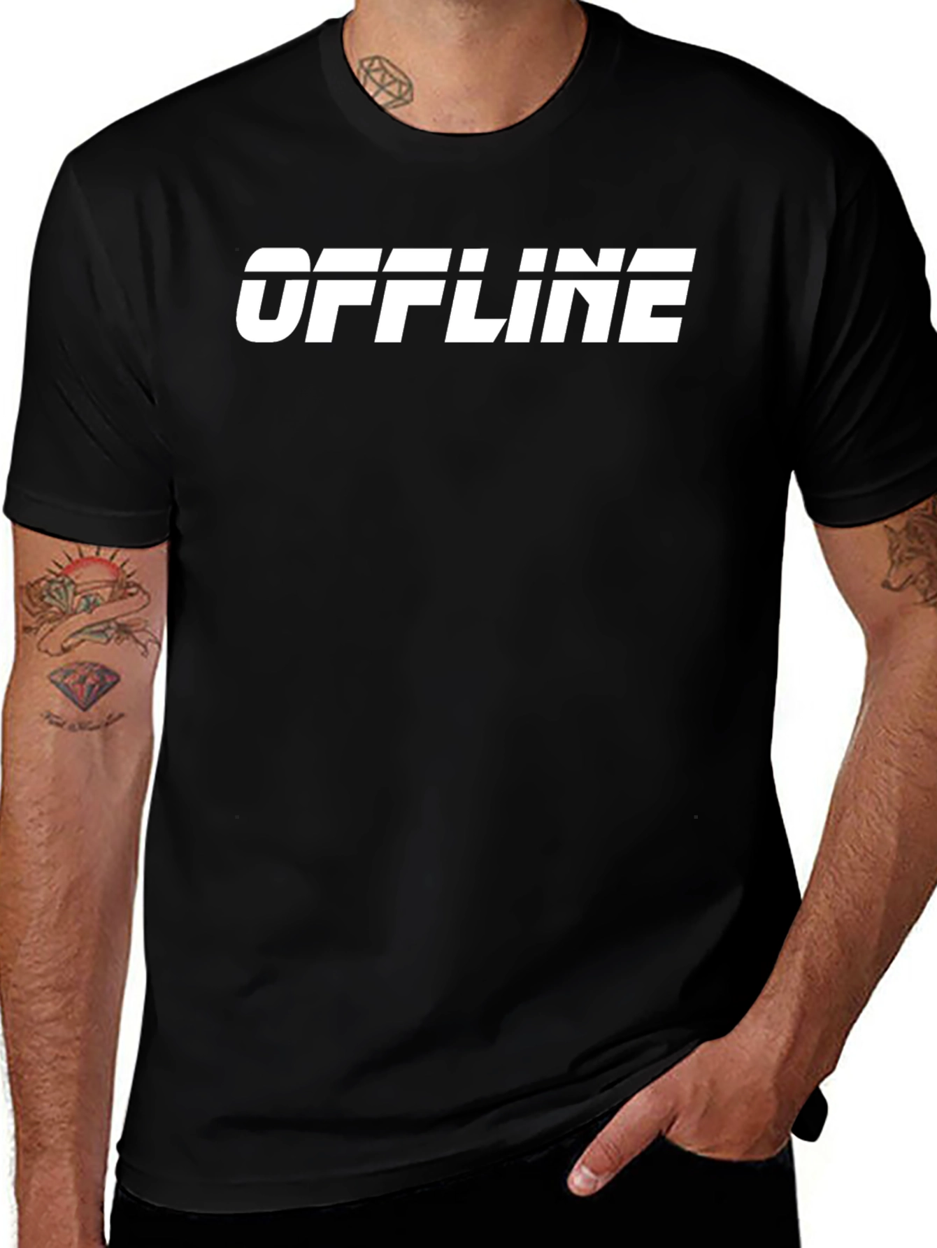 Offline Graphic Tee - Black Cotton T-Shirt