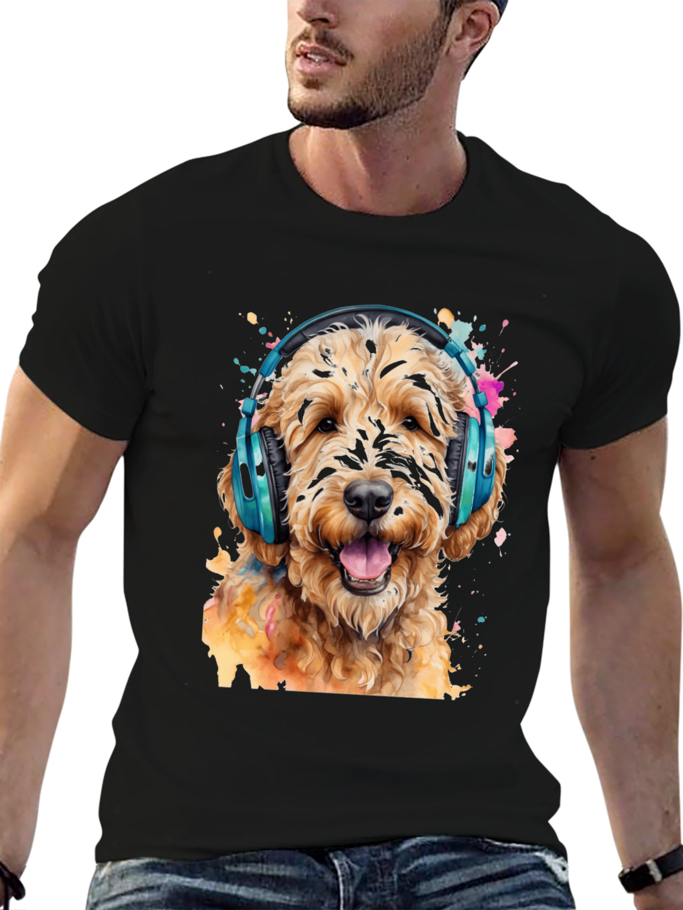 Dog with Headphones Graphic Tee