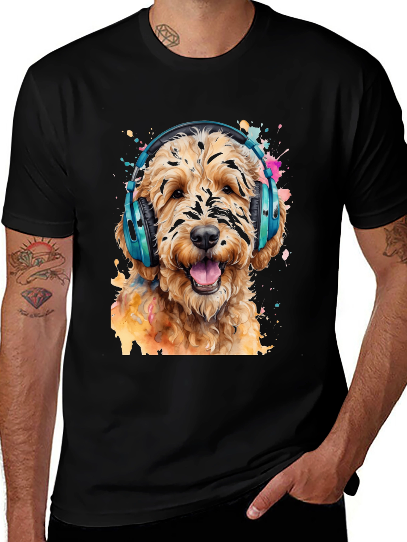 Dog with Headphones Graphic Tee