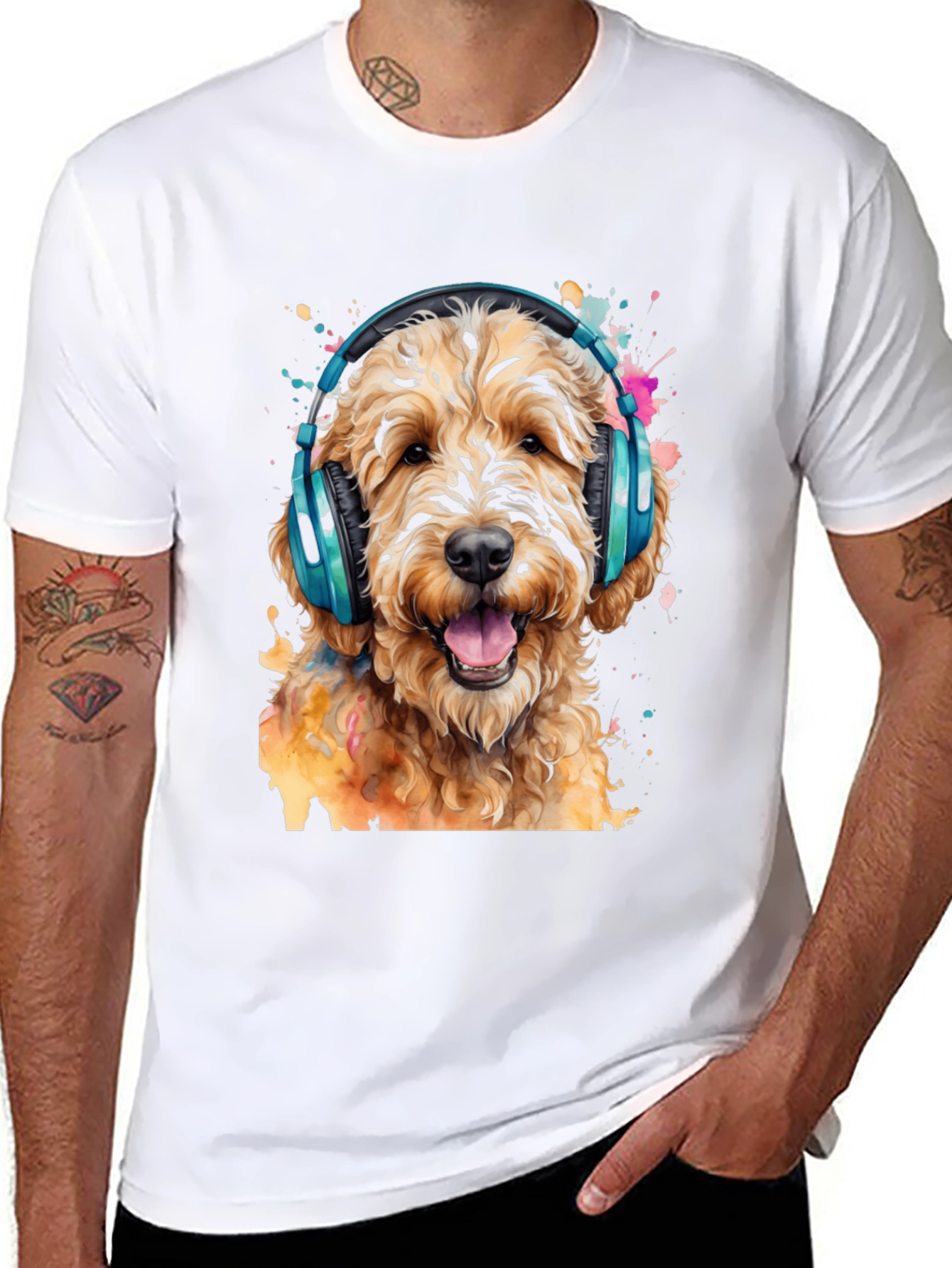 Dog with Headphones Graphic Tee