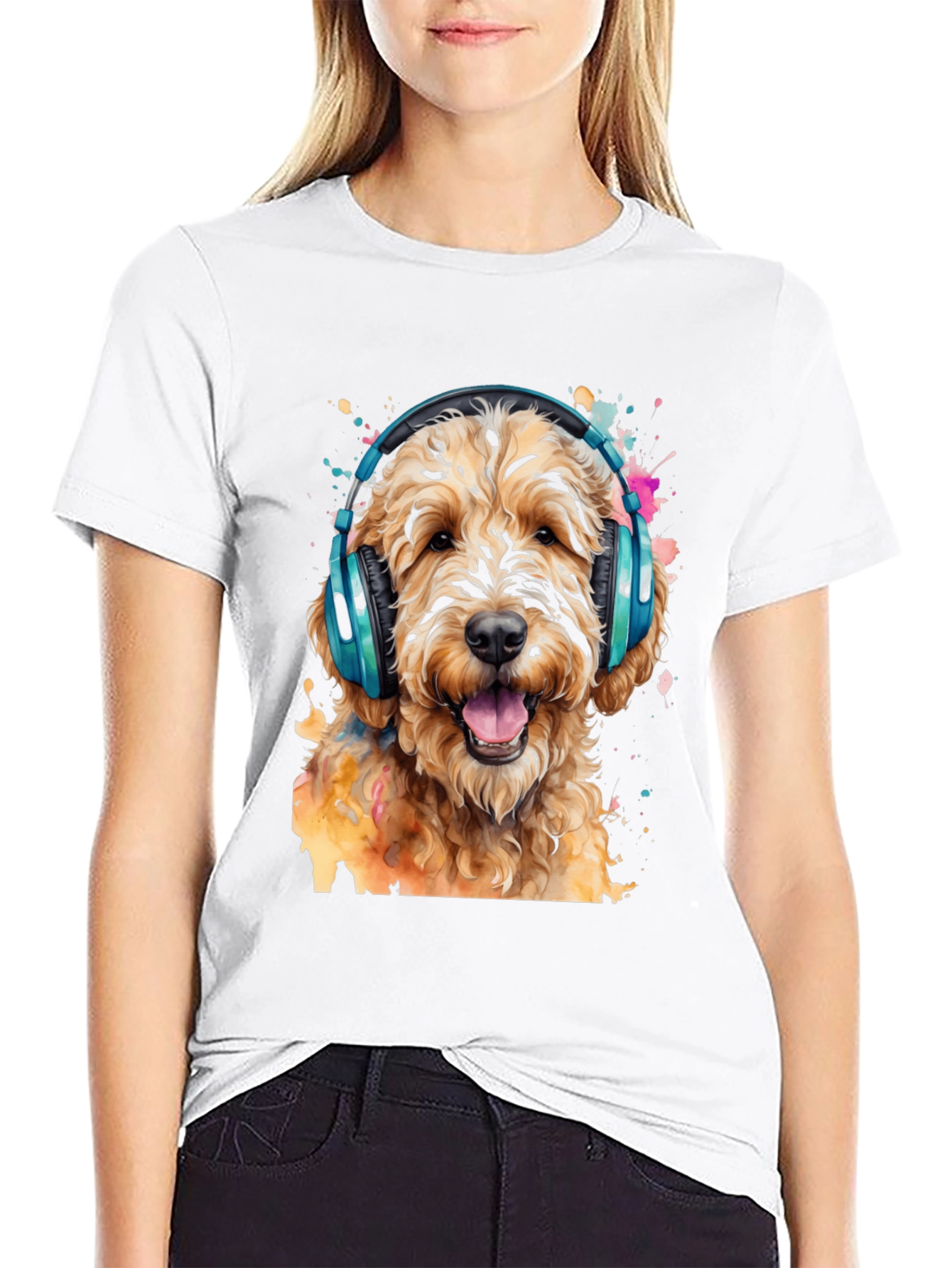 Dog with Headphones Graphic Tee