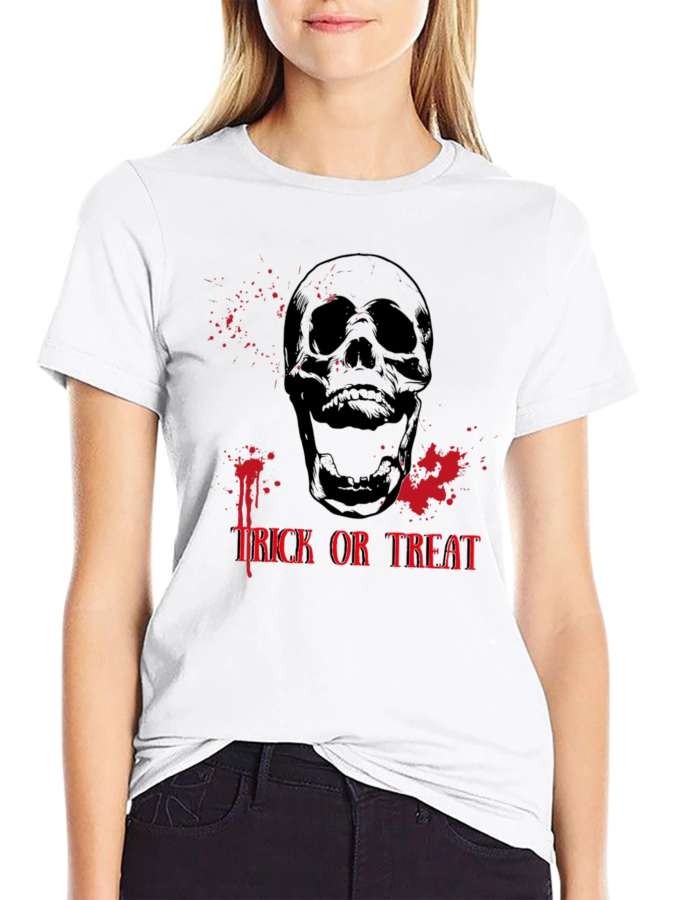 Spooky Skull Trick or Treat Halloween T-Shirt