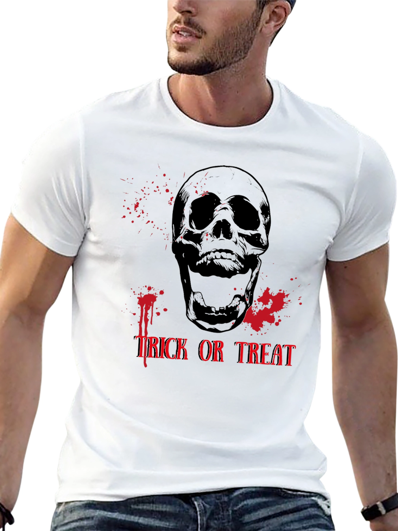 Spooky Skull Trick or Treat Halloween T-Shirt