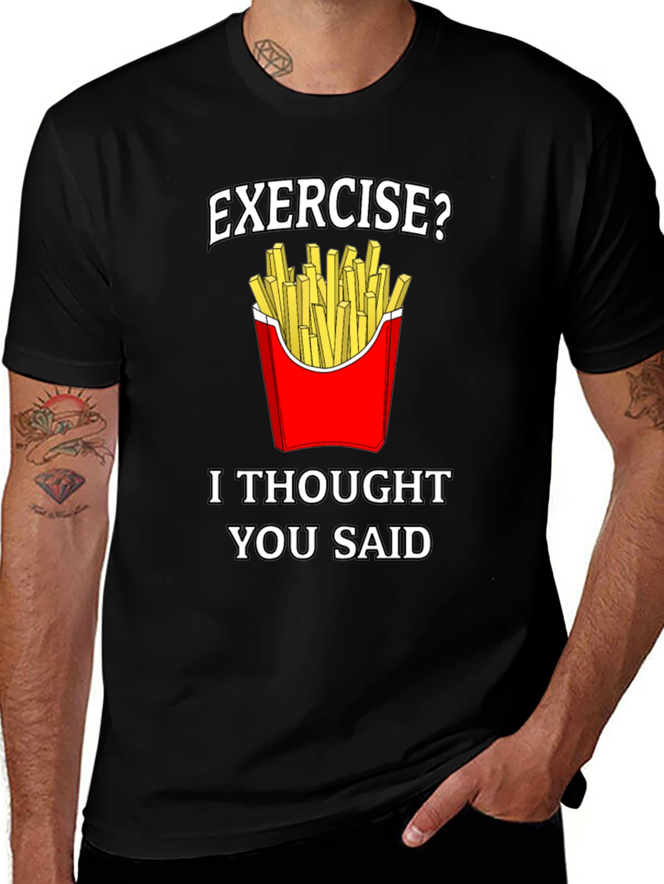 Funny Exercise Fries Graphic T-Shirt