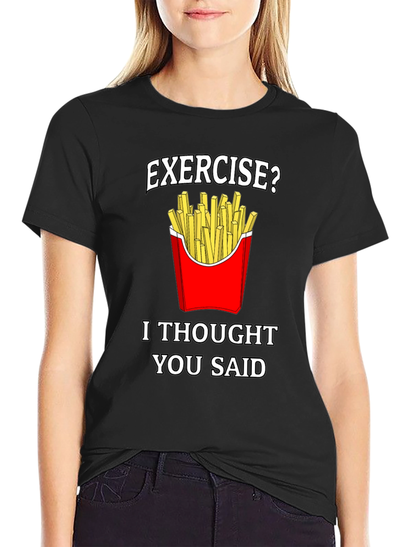 Funny Exercise Fries Graphic T-Shirt