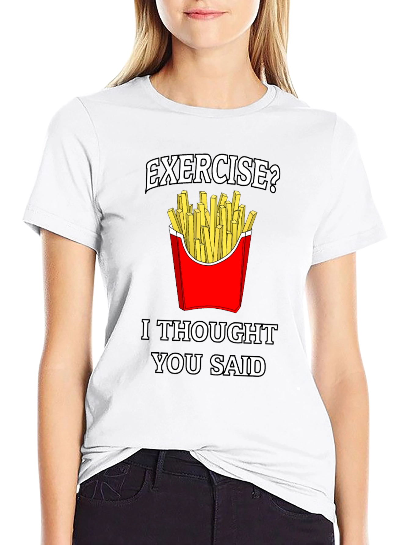 Funny Exercise Fries Graphic T-Shirt