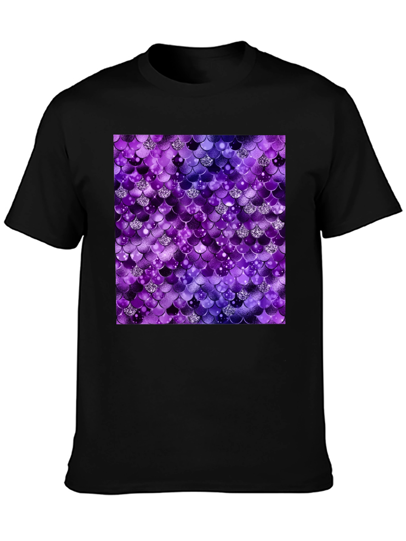 Sparkle Mermaid Scale Black T-Shirt
