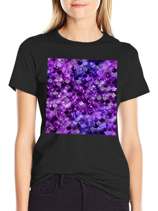 Sparkle Mermaid Scale Black T-Shirt