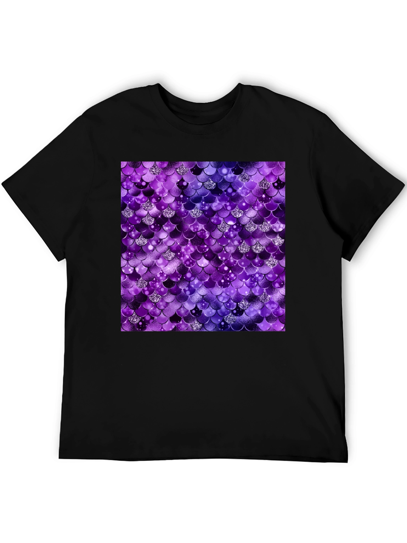 Sparkle Mermaid Scale Black T-Shirt