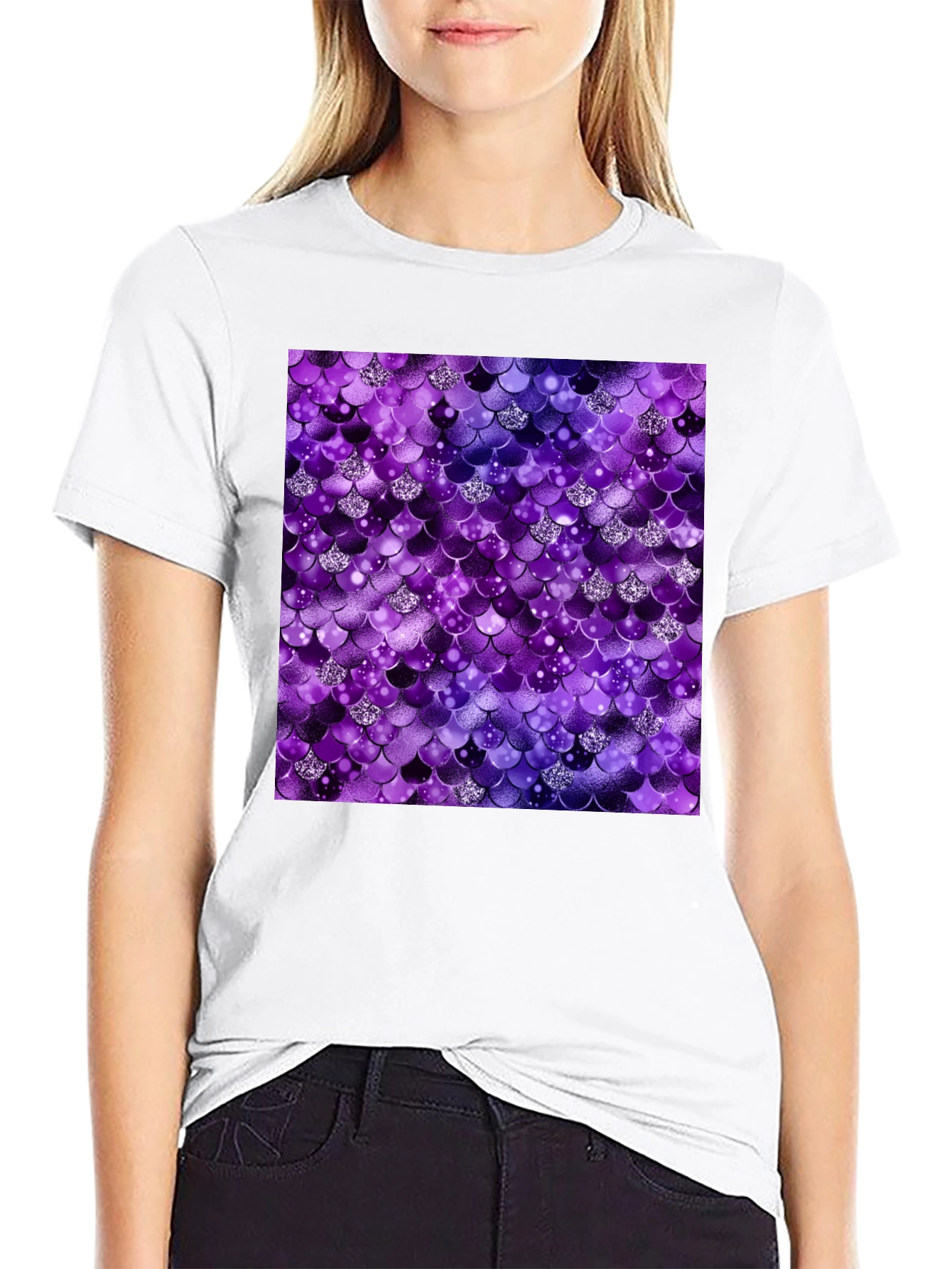Sparkle Mermaid Scale Black T-Shirt