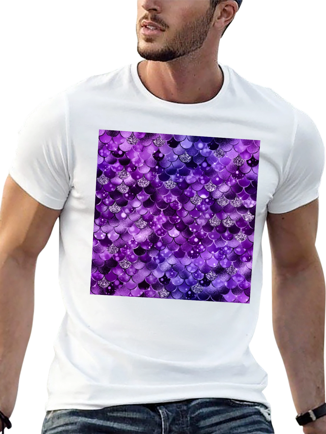 Sparkle Mermaid Scale Black T-Shirt