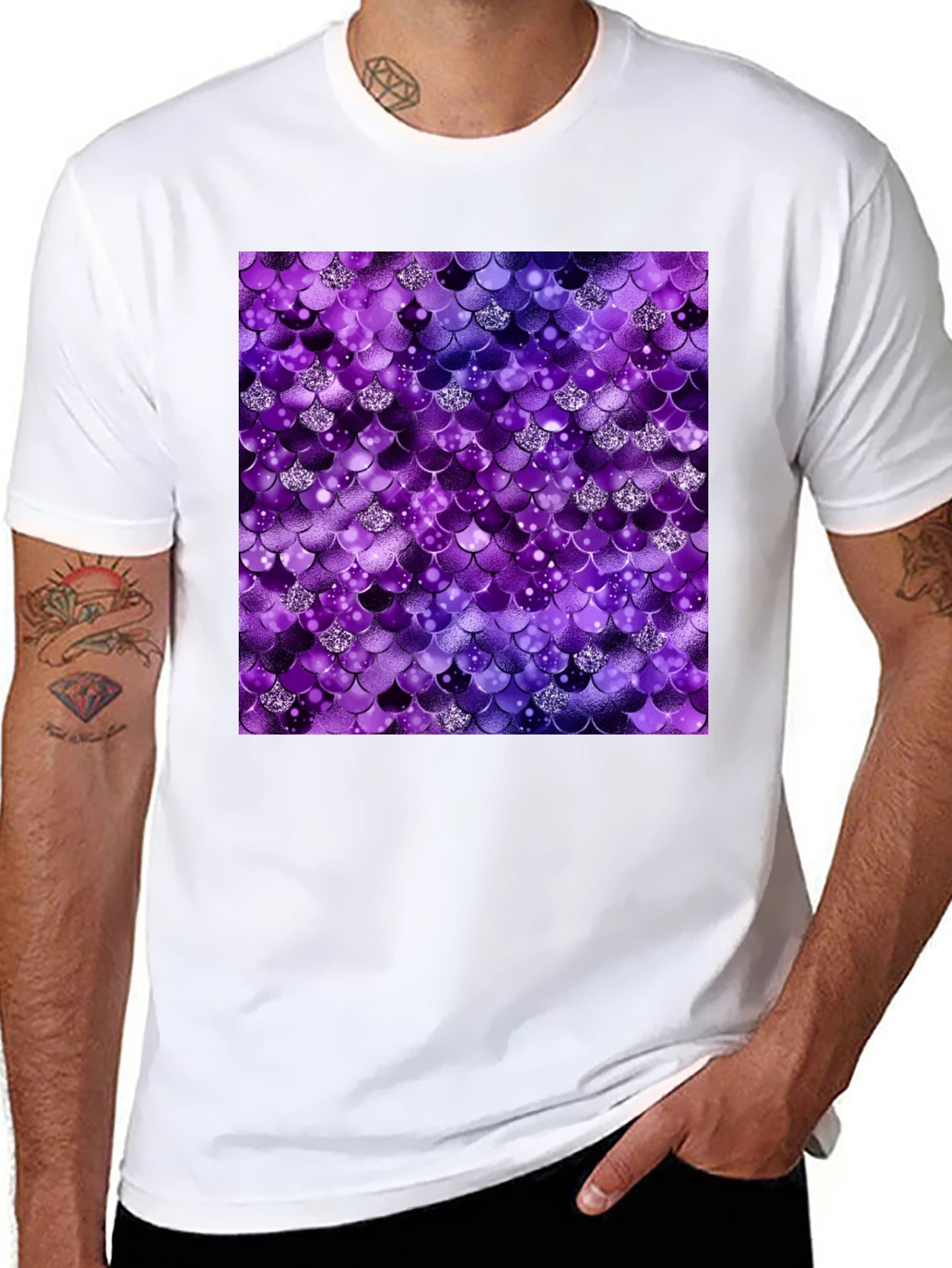 Sparkle Mermaid Scale Black T-Shirt