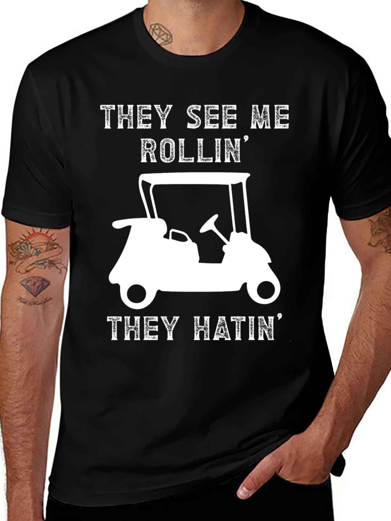 Funny Golf Cart T-Shirt - They See Me Rollin