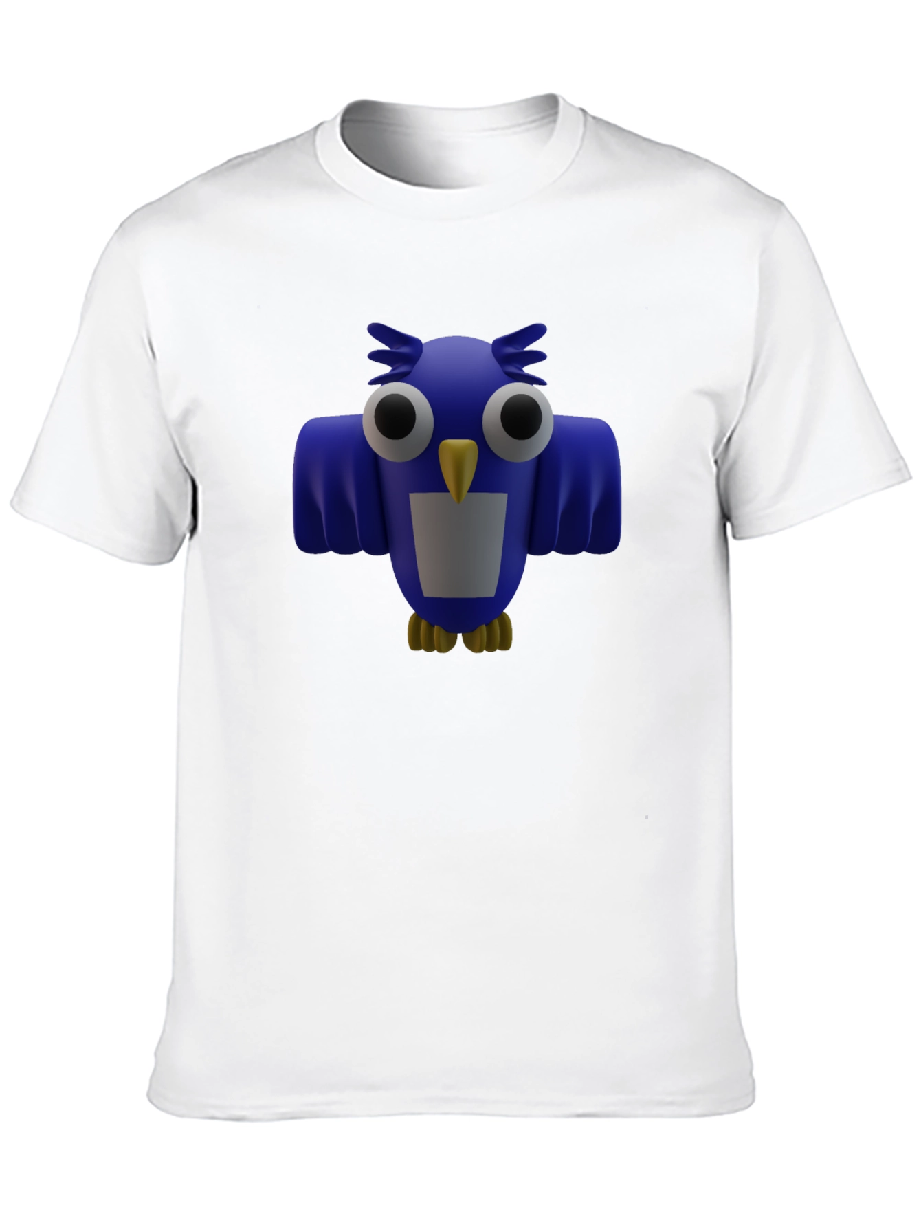 Blue Cartoon Owl Graphic Print Mens Black T-Shirt