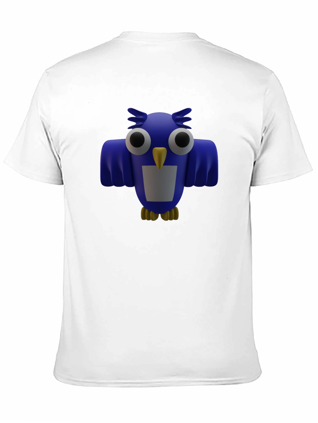 Blue Cartoon Owl Graphic Print Mens Black T-Shirt