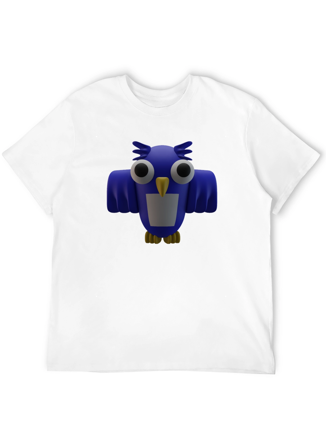 Blue Cartoon Owl Graphic Print Mens Black T-Shirt