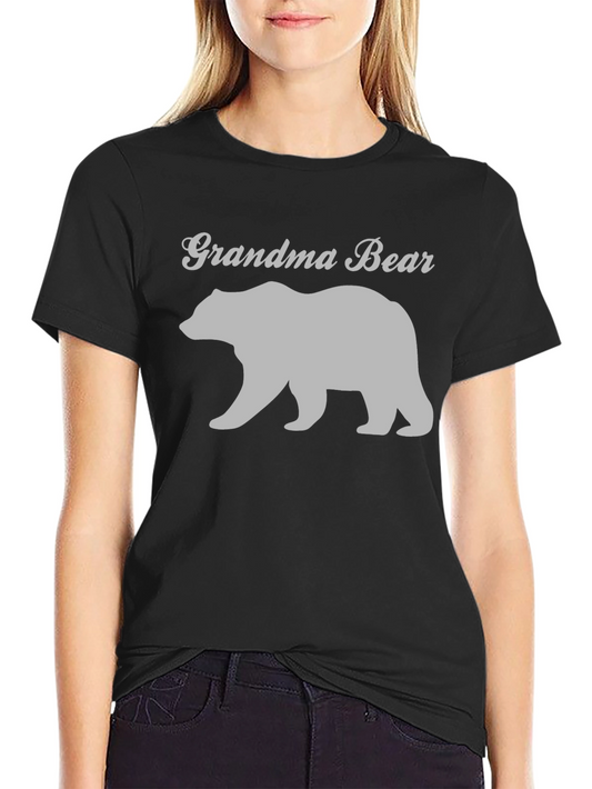Grandma Bear Graphic T-Shirt - Black Casual Tee