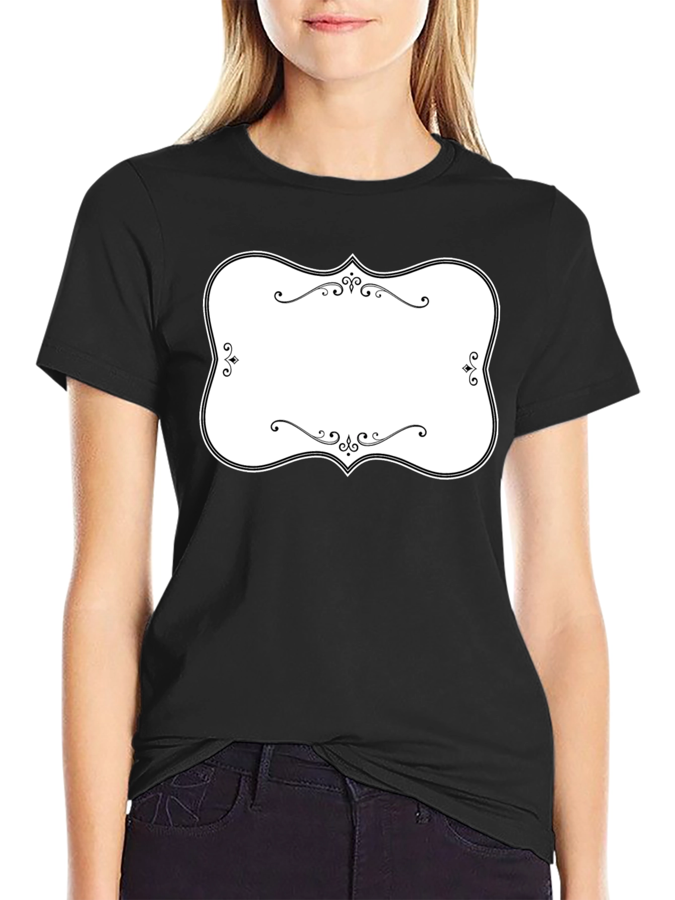 Customizable Black T-Shirt with Decorative Label