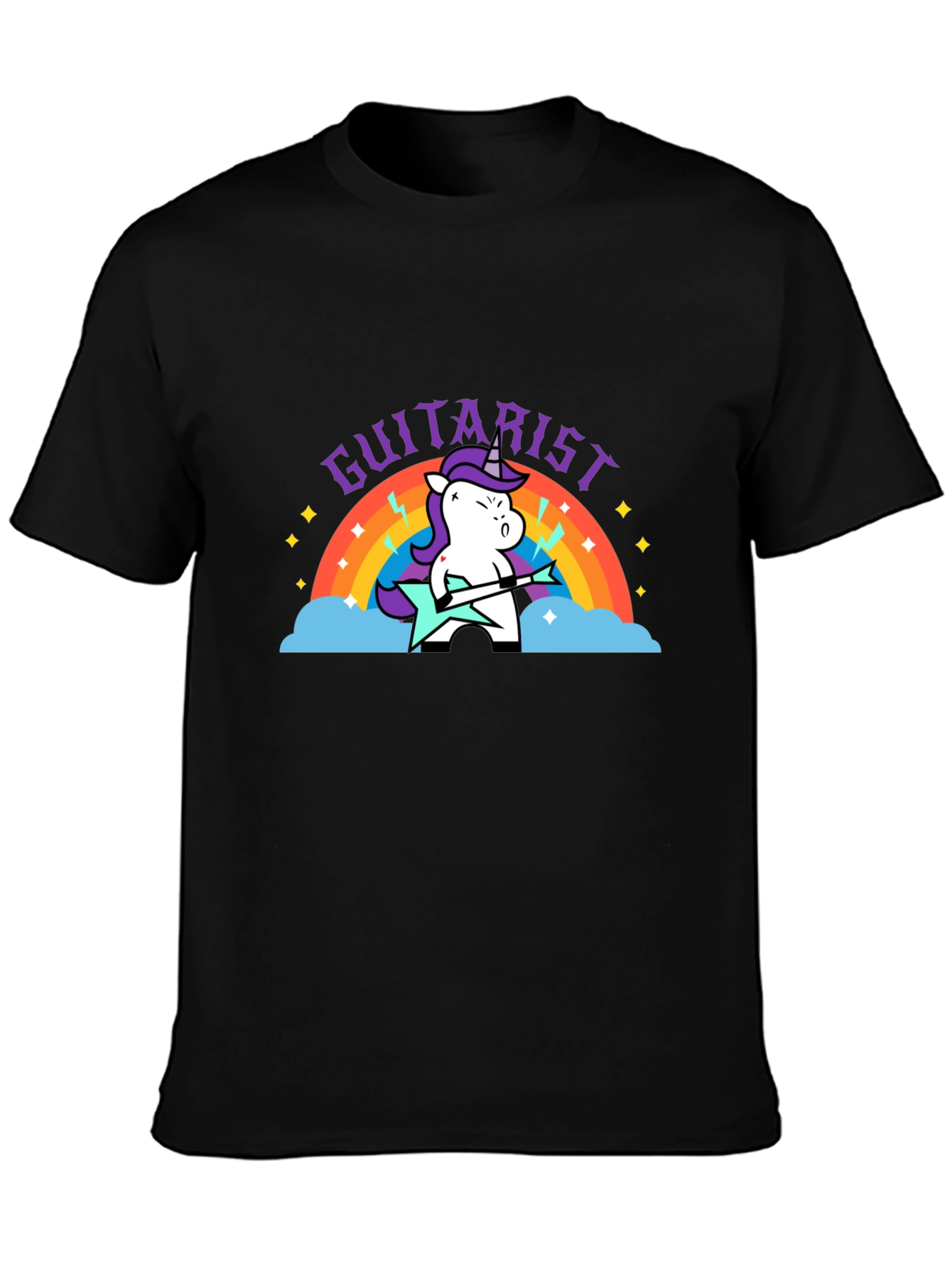 Unicorn Guitarist Graphic Black Tee