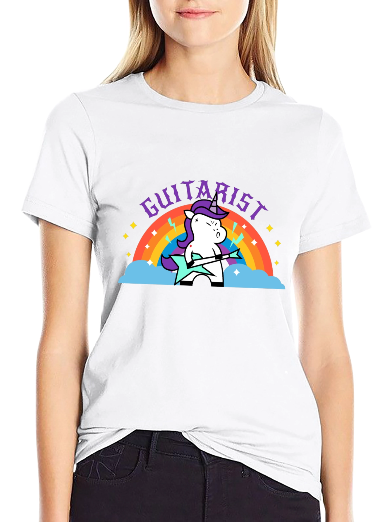 Unicorn Guitarist Graphic Black Tee