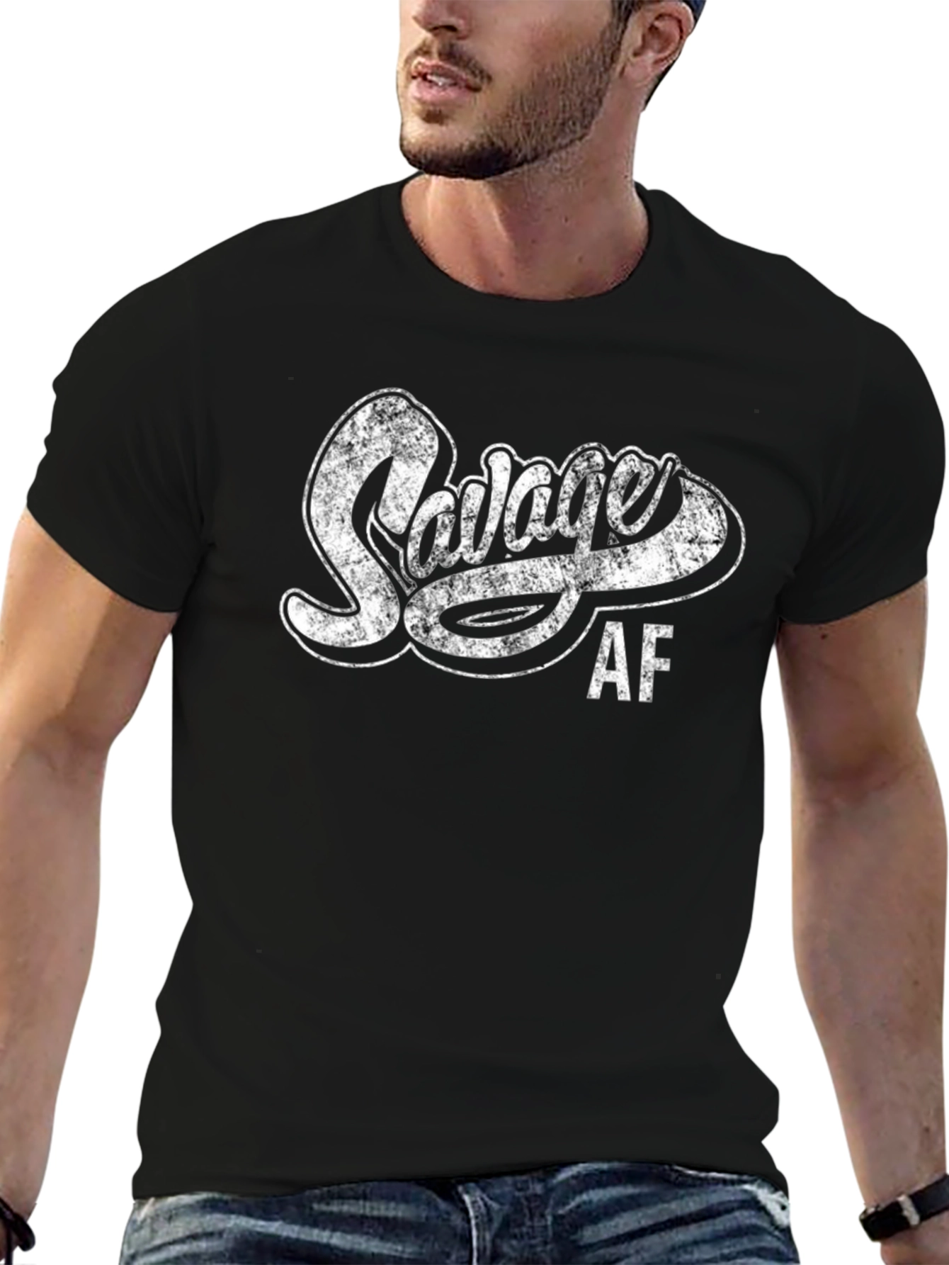 Savage AF Graphic Tee - Distressed Print