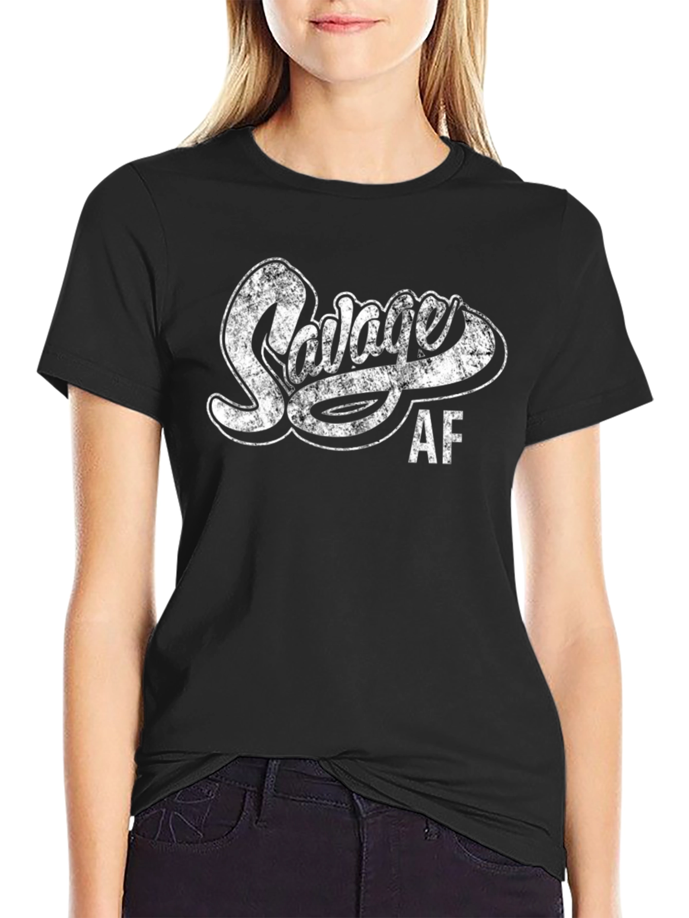Savage AF Graphic Tee - Distressed Print