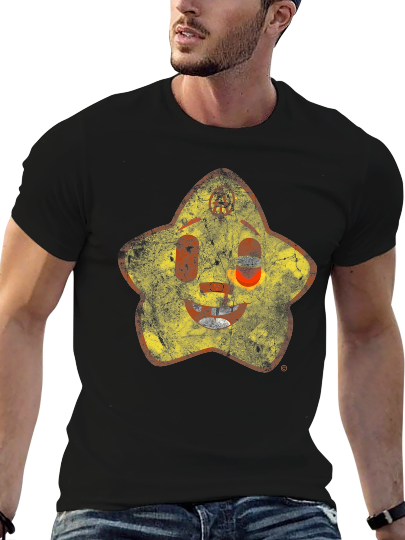 Retro Star Character Black T-Shirt