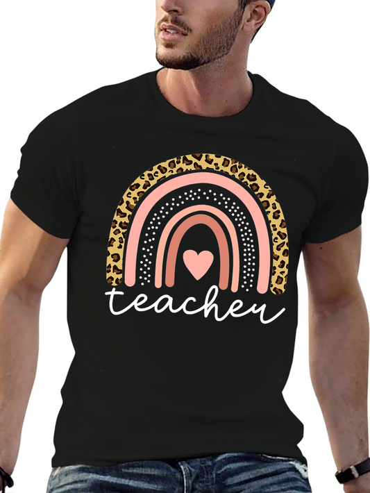 Teacher Rainbow Leopard Print T-Shirt