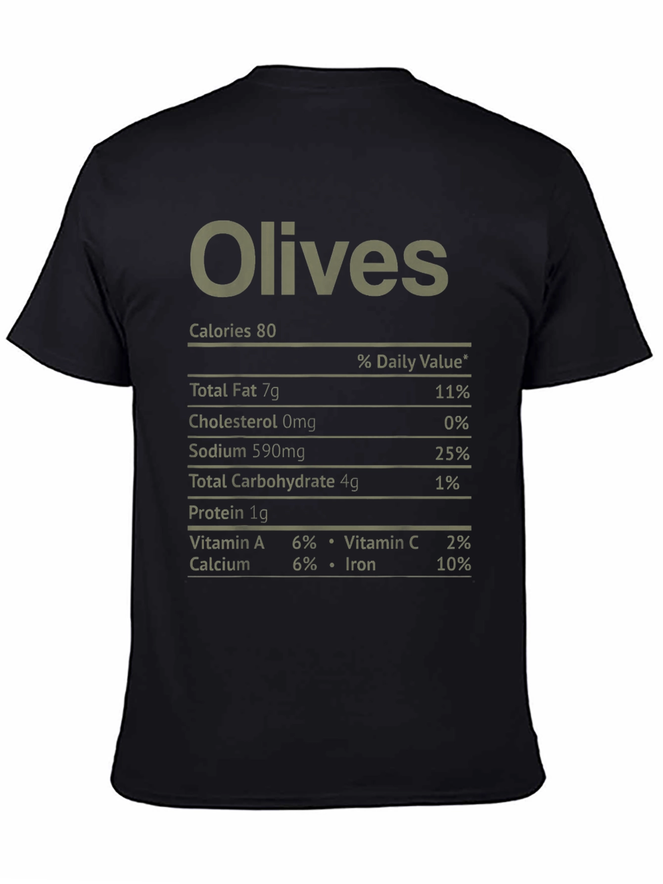Olives Nutrition Facts Black T-Shirt