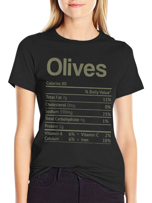 Olives Nutrition Facts Black T-Shirt