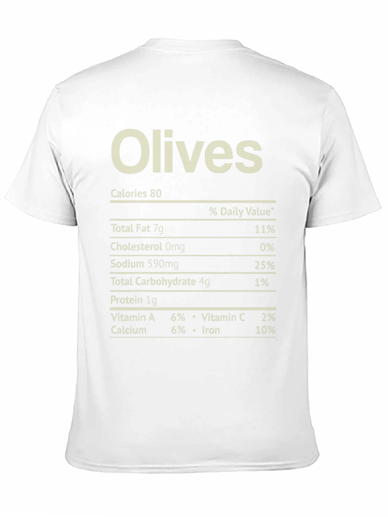 Olives Nutrition Facts Black T-Shirt