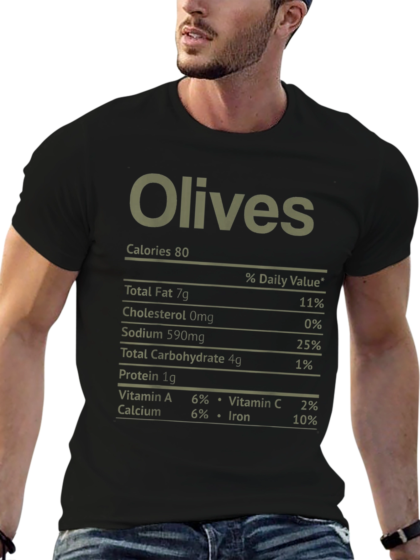 Olives Nutrition Facts Black T-Shirt