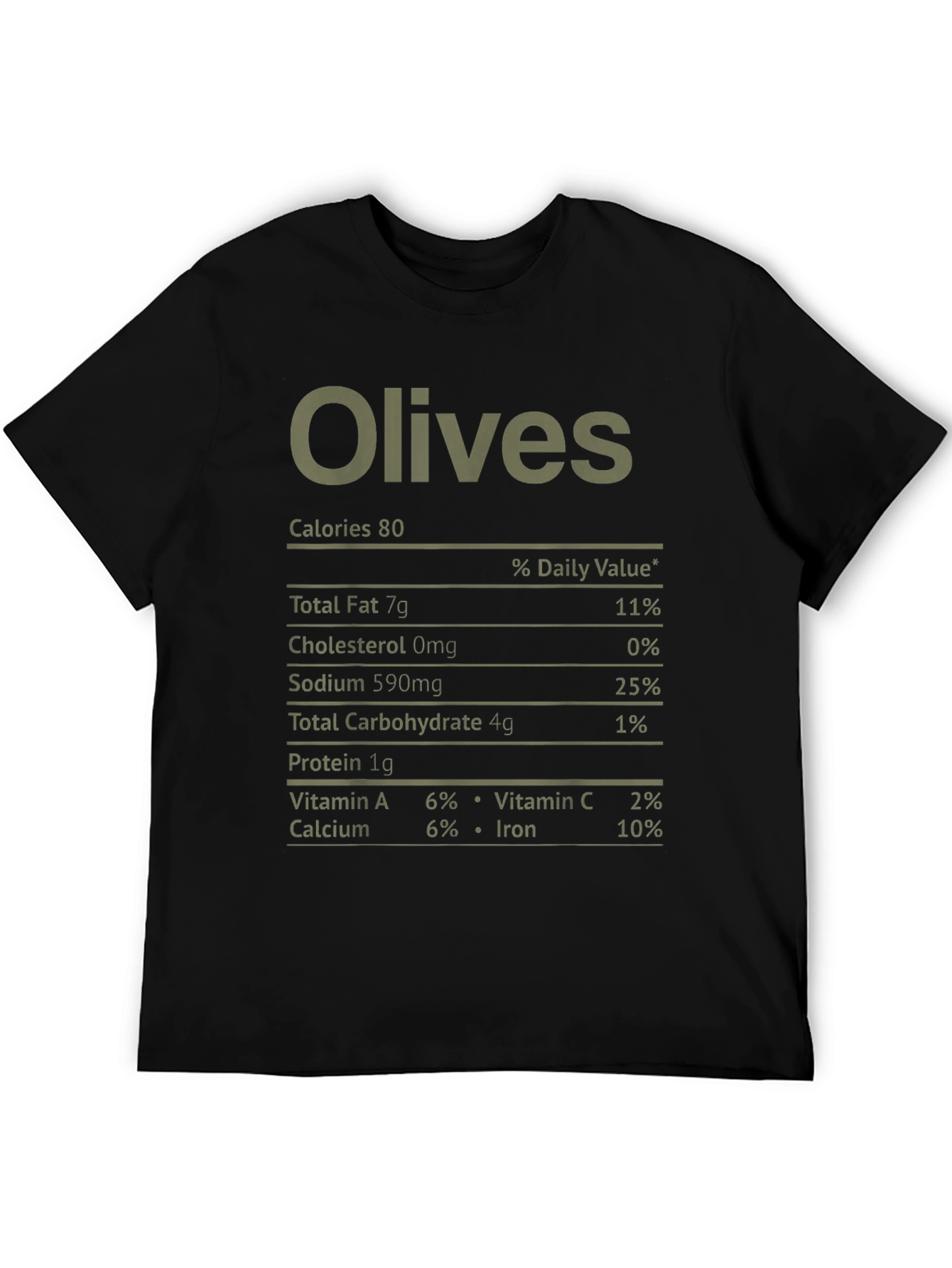 Olives Nutrition Facts Black T-Shirt