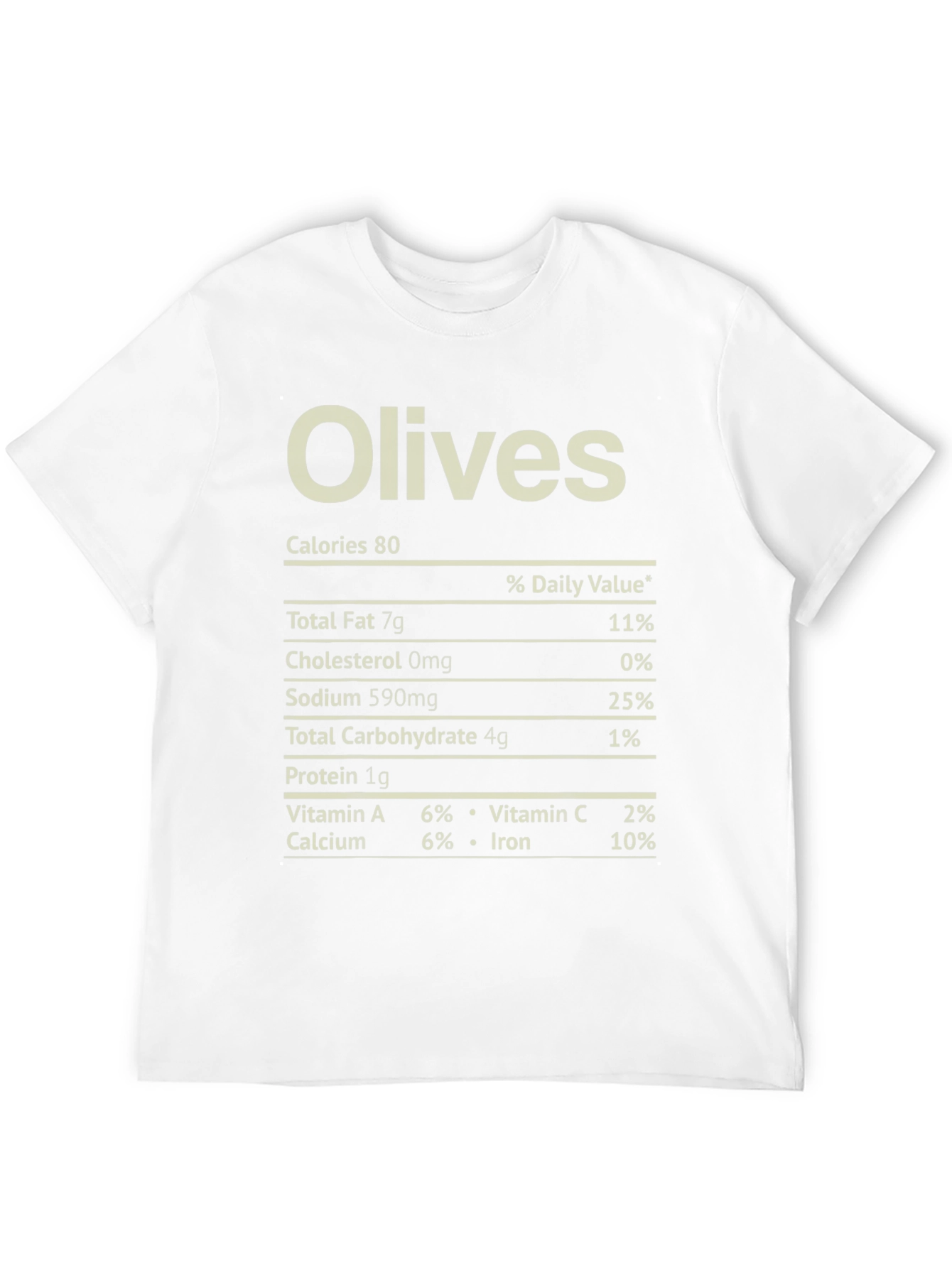 Olives Nutrition Facts Black T-Shirt