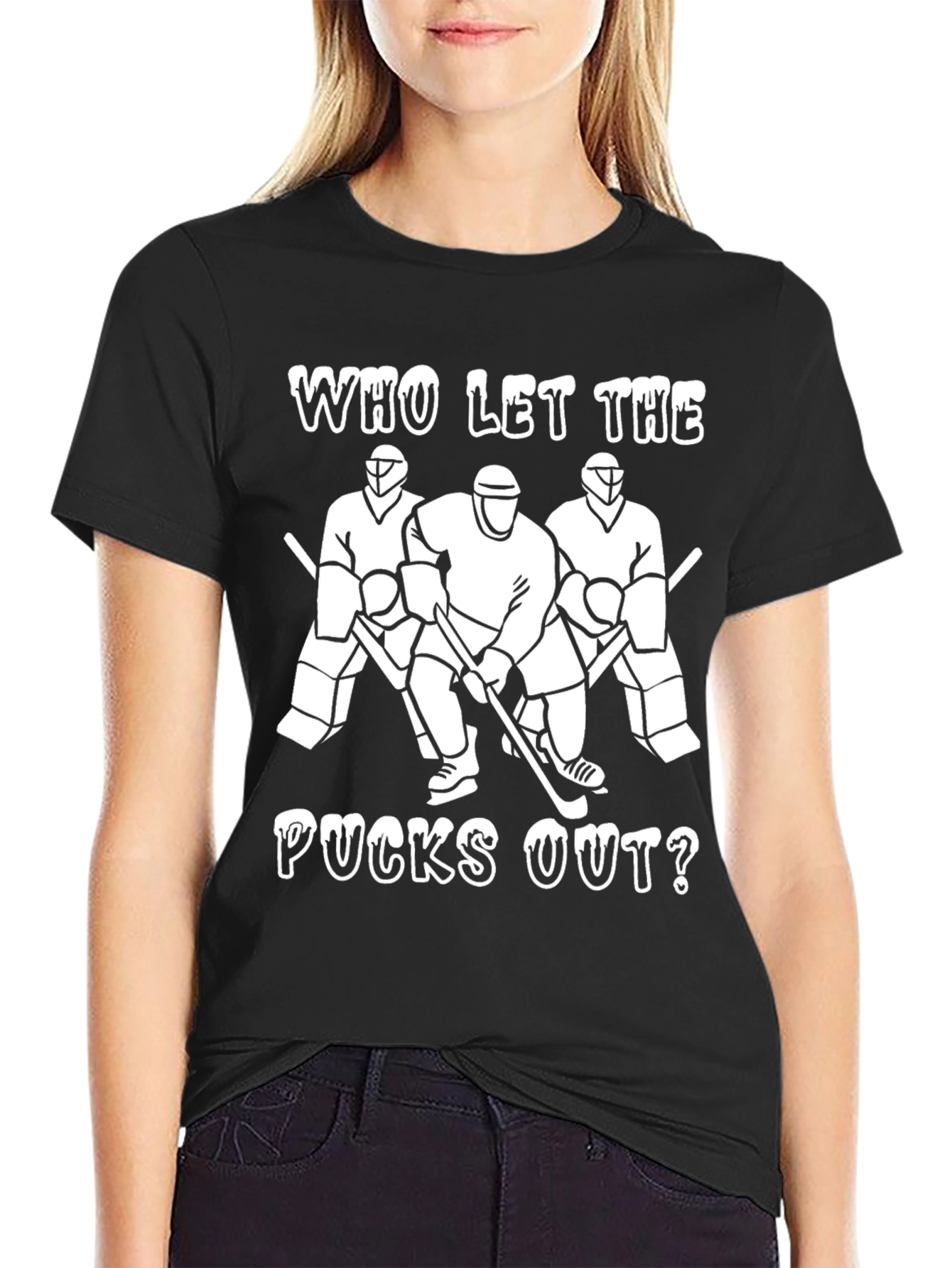 Hockey Pucks Out Mens Black T-Shirt