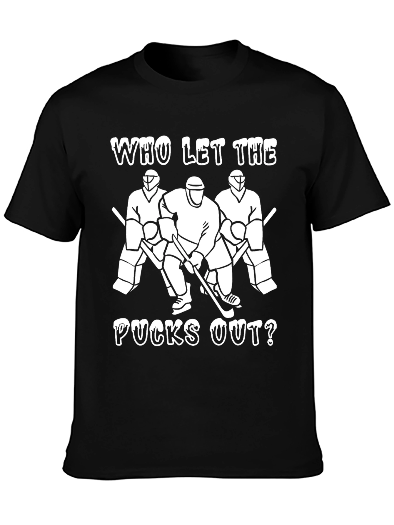 Hockey Pucks Out Mens Black T-Shirt
